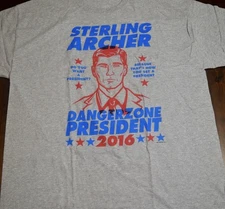 Sterling Archer Shirt Large L Dangerzone President 2016 Gray FX TV Show NEW
