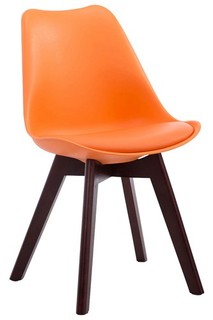 #Lage541 Besucherstuhl Borneo V2 Walnuss Kunstleder orange Polsterstuhl Stuhl