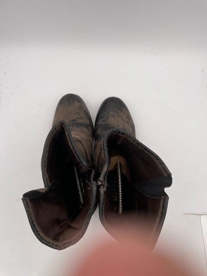 Botín Madeline para mujer talla 6,5 M cuero tacón bloque cremallera lateral punta redonda Foto 4 de 4