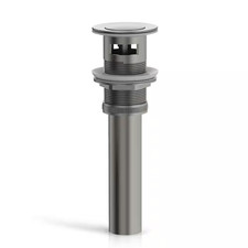 Push Button Bathroom Sink Drain with Overflow Easy Install in Brushed Nickel