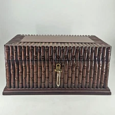 Bombay Company Vintage Chinoiserie bamboo Wooden jewelry Box Desk Organizer
