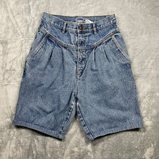 Vintage Bill Blass Womens Denim High Waisted Pleated Shorts 100 Cotton Size 8