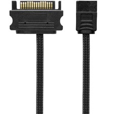 CRJ Slimline SATA Power Adapter Cable - 12-inch 30cm , Black Sleeved - Power 6-