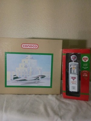 Conoco Collectible Lot Gas Pump Bank Limited Edition & DC-3 Airplane Model In...