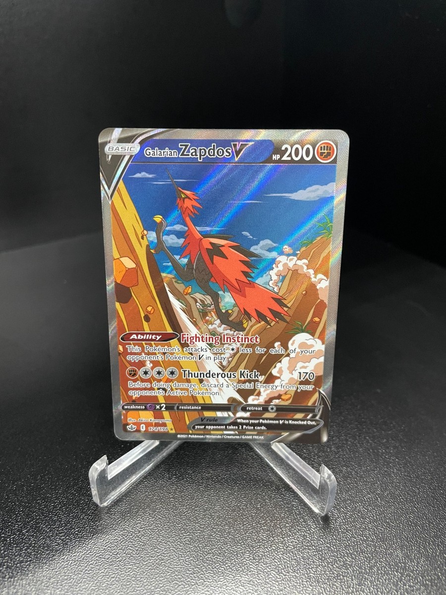 Pokemon TCG Galarian Zapdos V Alternate Full Art Chilling Reign