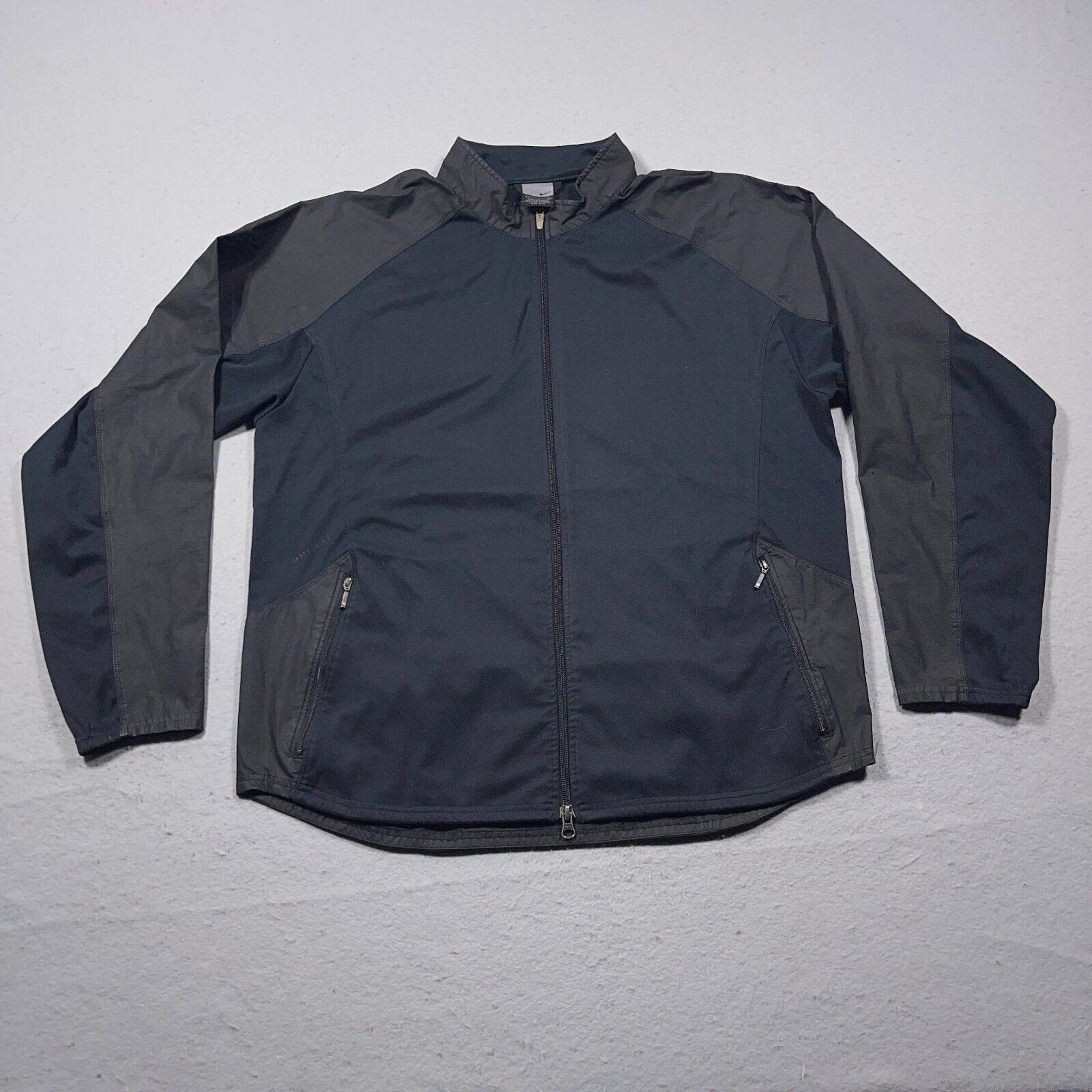 SACAI X NIKE Giacca a vento vintage Nike uomo grande nera Dri FIT full zip atletica Y2K