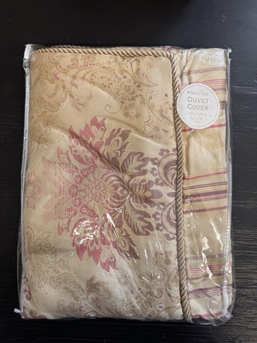 Jacquard Luxury Single Duvet Cover Antique Gold Pink Floral French Traditional - Picture 4 of 4