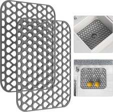 Silicone Sink Mat 2PCS TOOVEM Sink Protectors for Kitchen Sinks, Non-Slip Foldin