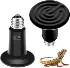 2-Pack Ceramic Heat Emitter,150W Reptile Heat Lamp Bulb for Amphibian