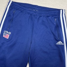 Vintage Adidas USA Track Pants Flag Logo Womens M 2003 Y2K Rare Spell Out Flare