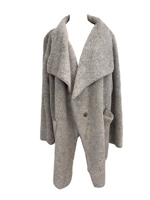 Hugs Soft Surroundings Fuzzy Cardigan Sweater Tan Gray One Size Shawl Collar