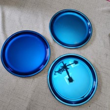Ahimsa Purposeful Plates Set 3 Stainless Steel Non Toxic Kids Toddler Blue