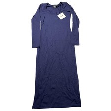 ASOS Maxi Dress Womens 4 Blue Long Sleeve Scoop Neck Jersey Casual Solid