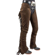 Men Western Cowboy Chap Fringes Suede Leather Men Pant Riding Chap: Gift For Him