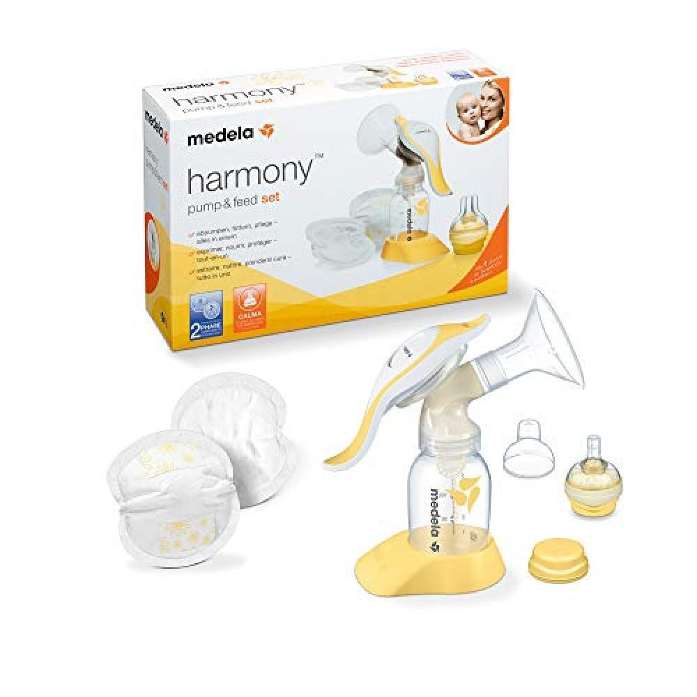 (TG. Set da 6 pezzi) Medela Manual Breast Pump Harmony (incl. Calma One-way brea