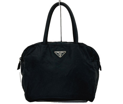 Prada Nylon Shoulder Bag Handbag Black Top Handle Vintage Authentic