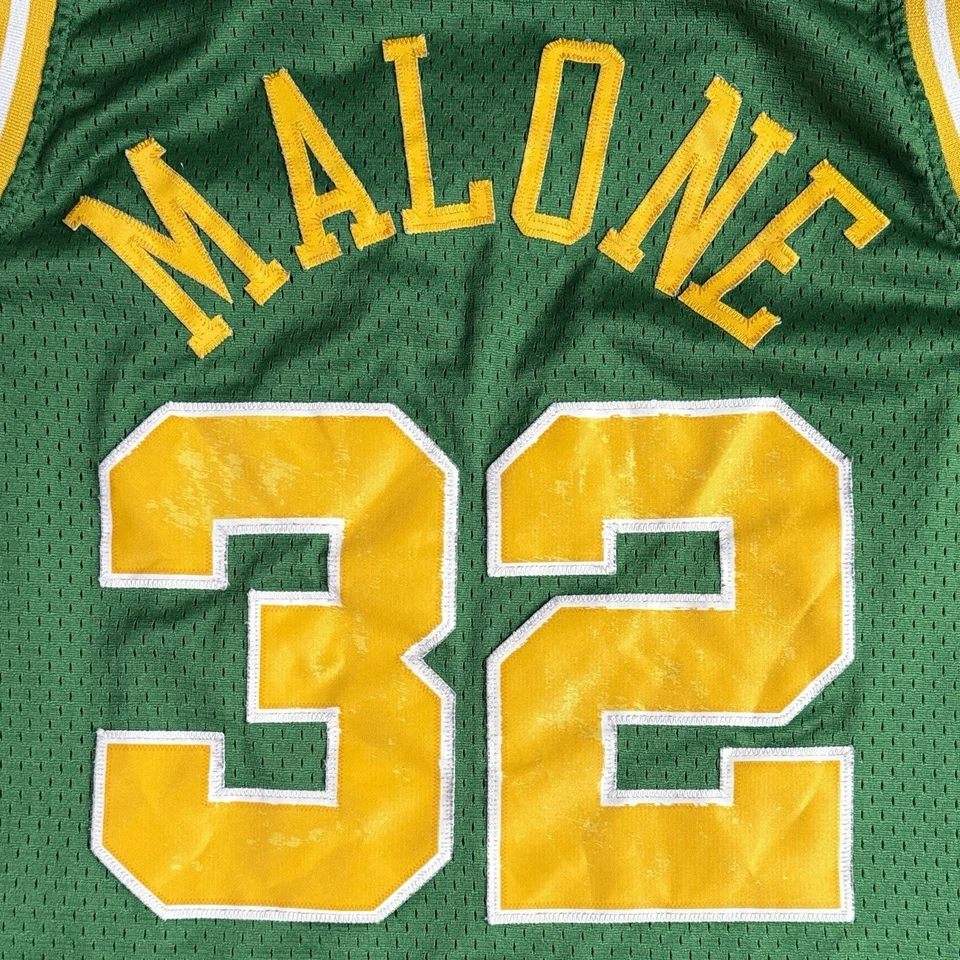 Camiseta de basquete masculina verde vintage Y2K Adidas Utah Jazz Karl Malone #32 G - Imagem 4 de 4