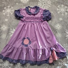 Vintage Winnie The Pooh Purple Floral Dress Girls Size 6x