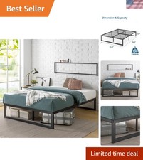 Abel Metal Platform Bed Frame / Mattress Foundation with Steel Slat Support /...