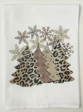 Leopard Christmas Trees Whimsical Christmas Flour Sack Kitchen Dish Towel