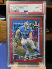 Jack Campbell 2023 Optic Rated Rookie MOJO RED RC #235 Lions PSA 10 POP COUNT 5