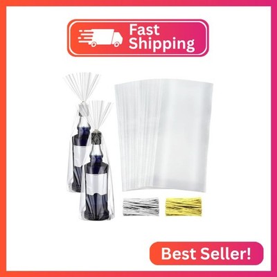 Gersoniel 2 Set 8 x 16 Inch Cellophane Bags Plastic Clear Cellophane Gift Bags W