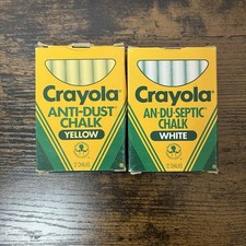 Vintage 1988 Crayola AN-DU-SEPTIC Anti-Dust Chalk 12 Pieces 2pk NOS White Yellow