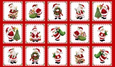 24" Fabric Panel | Elizabeth's Studio Christmas Santa's List Santa Claus Red