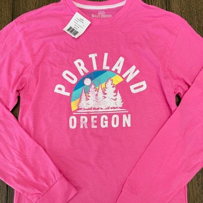 NWT Salt Creek Apparel Portland Oregon Pink Long Sleeve Graphic Tee Shirt Small