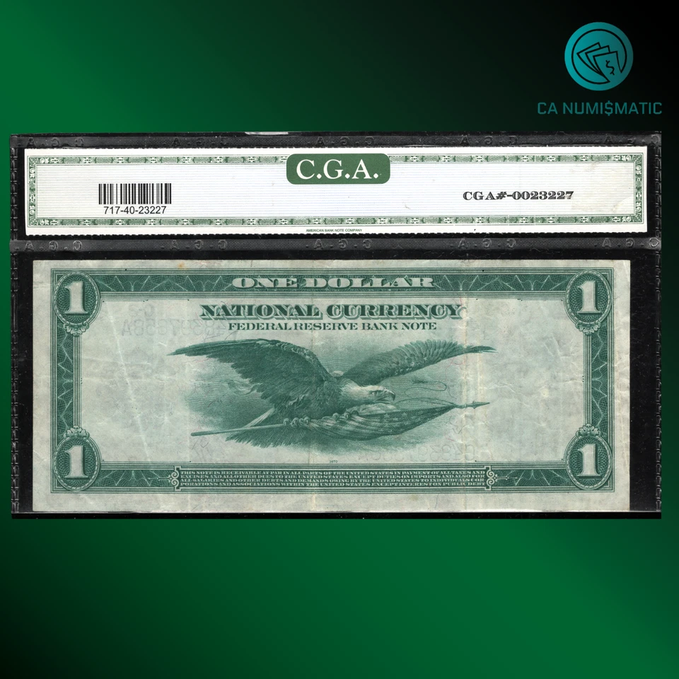 FR.717 1918 $1 Federal Reserve Note Philadelphia "GREEN EAGLE" CGA 40, 97858 - Image 2 of 2