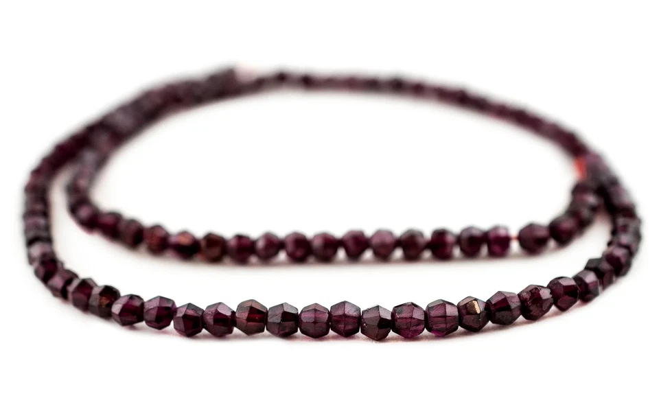 Граненые круглые гранатовые бусины 5 мм фиолетовый драгоценный камень 16 дюймов прядь - Изображение 3 из 4