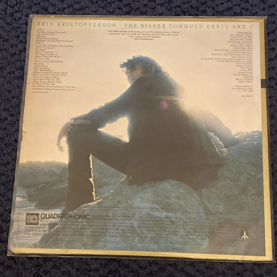 Kris Kristofferson - The Silver Tongue Vinyl LP ZQ 30679 Quadraphonic VERYGOOD+ - Image 2 of 3