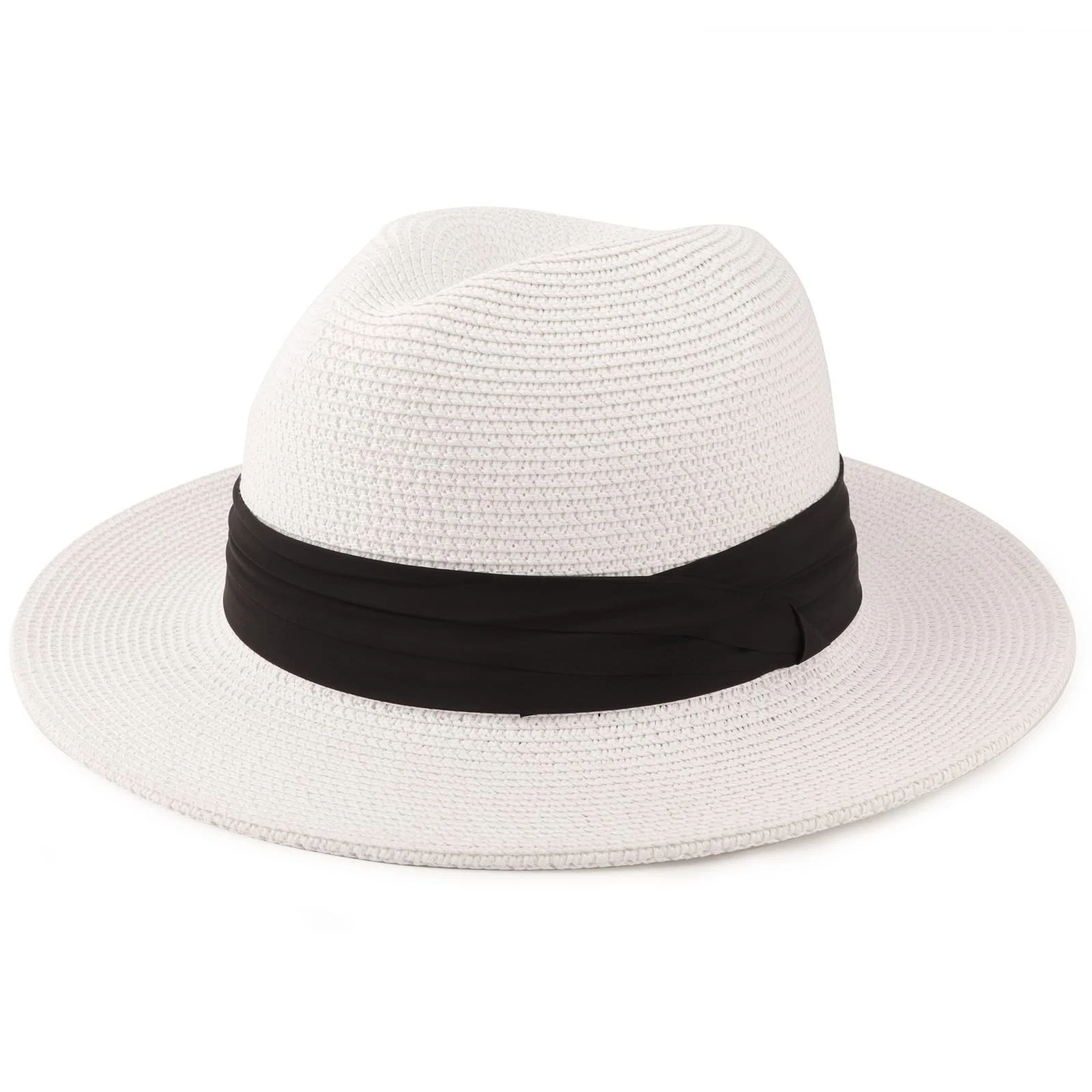 Summer Straw Fedora Hat for Women Men Travel Panama Hat with Wide Brim Roll U...
