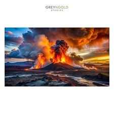 Volcano, Wonderful Nature Poster Wall Art Print pick size A4/A3/A2/90x60cm