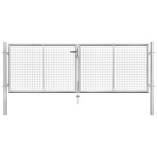 Image of Garden Gate Galvanised Steel Silver Outdoor Fence Gate Entrance Door vidaXL