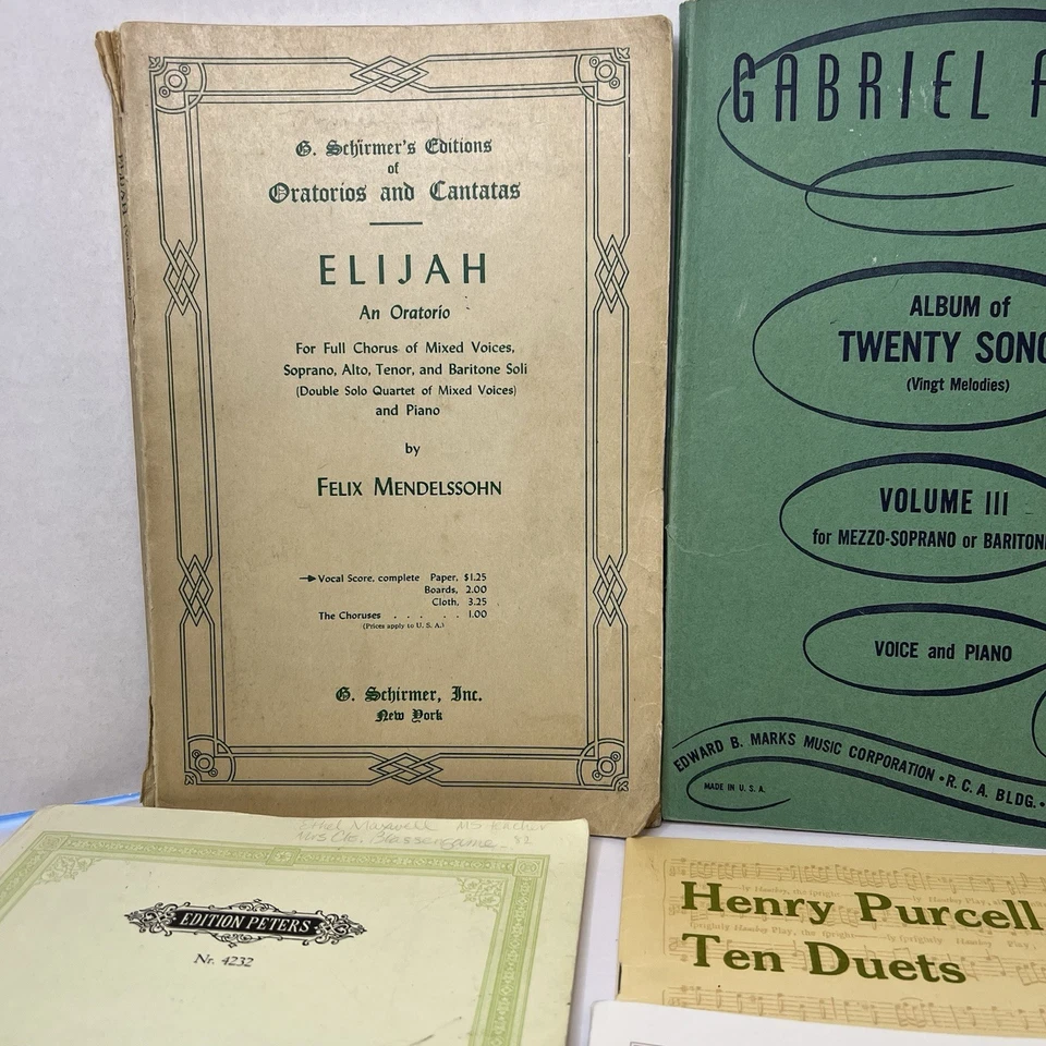 Lote 8 Partituras Vintage Vocales y Piano Fauré Bach Mendelssohn Mezzo Barítono Foto 4 de 4