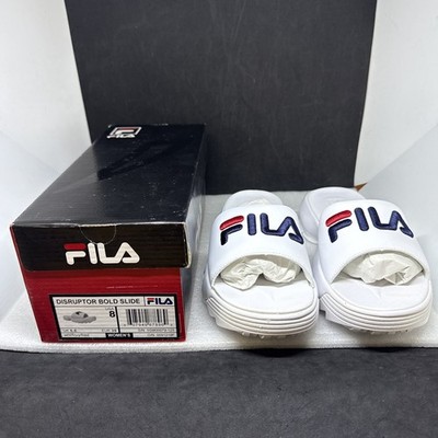 Fila Disrupter Bold Slide Womens Sandals Size USA 8 White New With Box