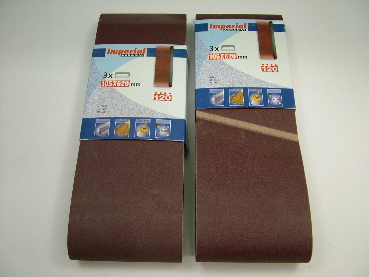 Sanding belts 105x620mm med.fine 120 grit, pack 6 belts,premium quality European