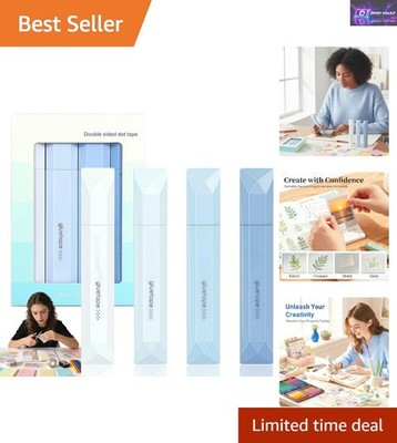 4 Stück Blau Doppelseitiger Klebeband Stift - Ergonomischer Bastelroller für einfaches Kleben