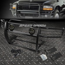 Black Brush Grille Guardround Smoke Fog Light For 99-01 Dodge Ram 1500 Sport