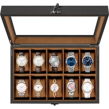 10 Slots Watch Box Solid Wood Watch Case Jewelry Organizer Display Case Gift