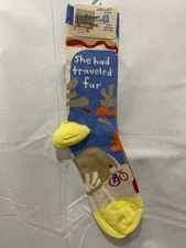 Blue Q Women's Crew Socks Size 5-10 She Had Traveled Far Cotton Bicycle