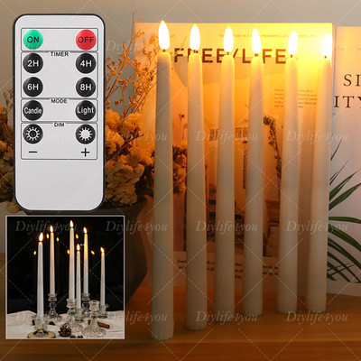 6 Set Stabkerzen LED Kerzen flackernd mit Timer Fernbedienung Weihnachten Dekor