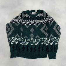 Vintage Knitted Jumper Abstract Patterned Grandad Knit Sweater Men's M