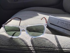 Armani Exchange Men's Square Sunglasses Clear Plastic Frame Green Lenses