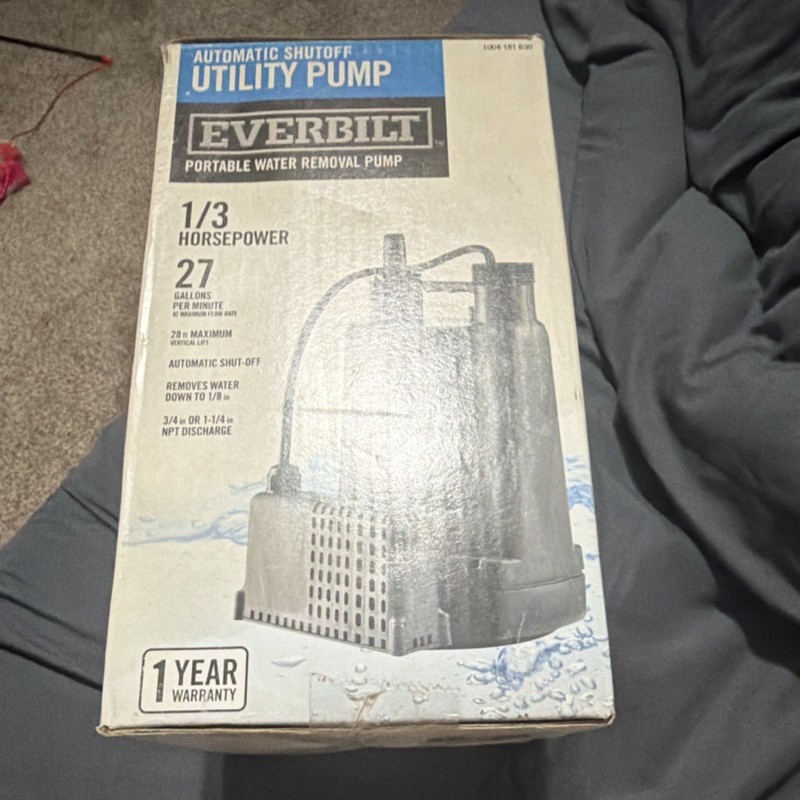 Everbilt 1/3 HP Automatic Shut-Off Submersible Utility Pump 27 GPM 3/4" Outlet
