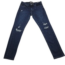 Levis 711 Skinny Jeans Womens 27 Mid Rise Blue Distressed Ripped Stretch Denim