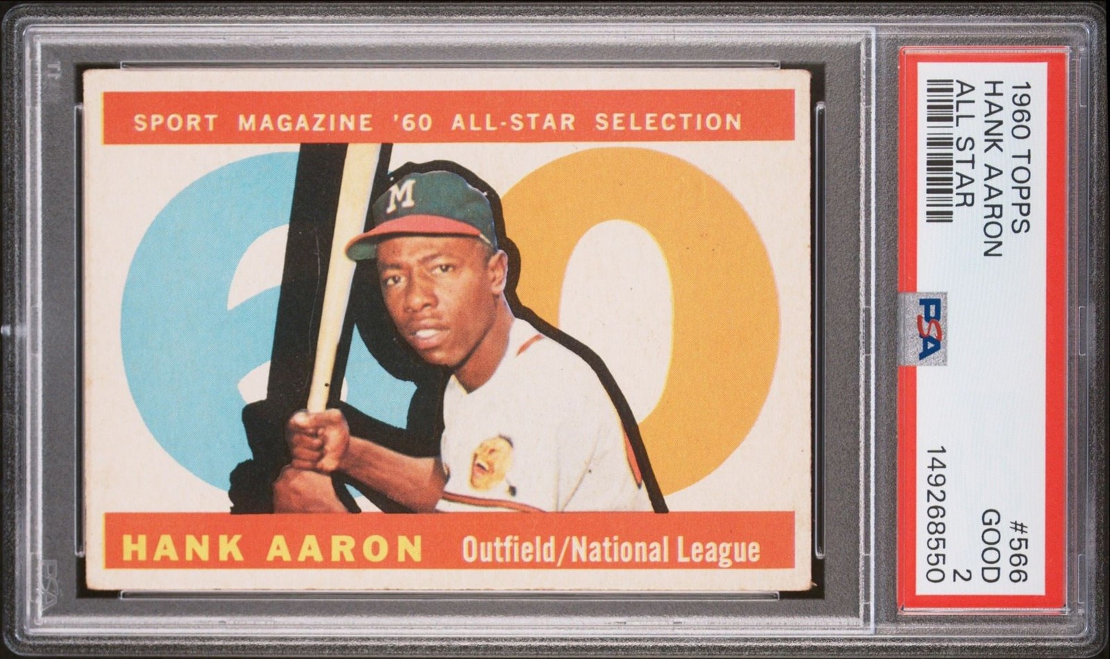 Hank Aaron 1960 Topps All star PSA 2 #566 Milwaukee Braves
