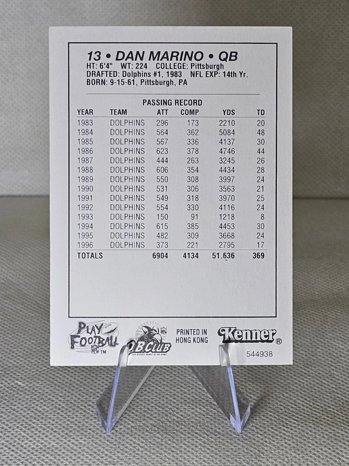 DAN MARINO 1997 KENNER STARTING LINEUP CLASSIC DOUBLES CARD - MIAMI DOLPHINS - Image 2 of 2