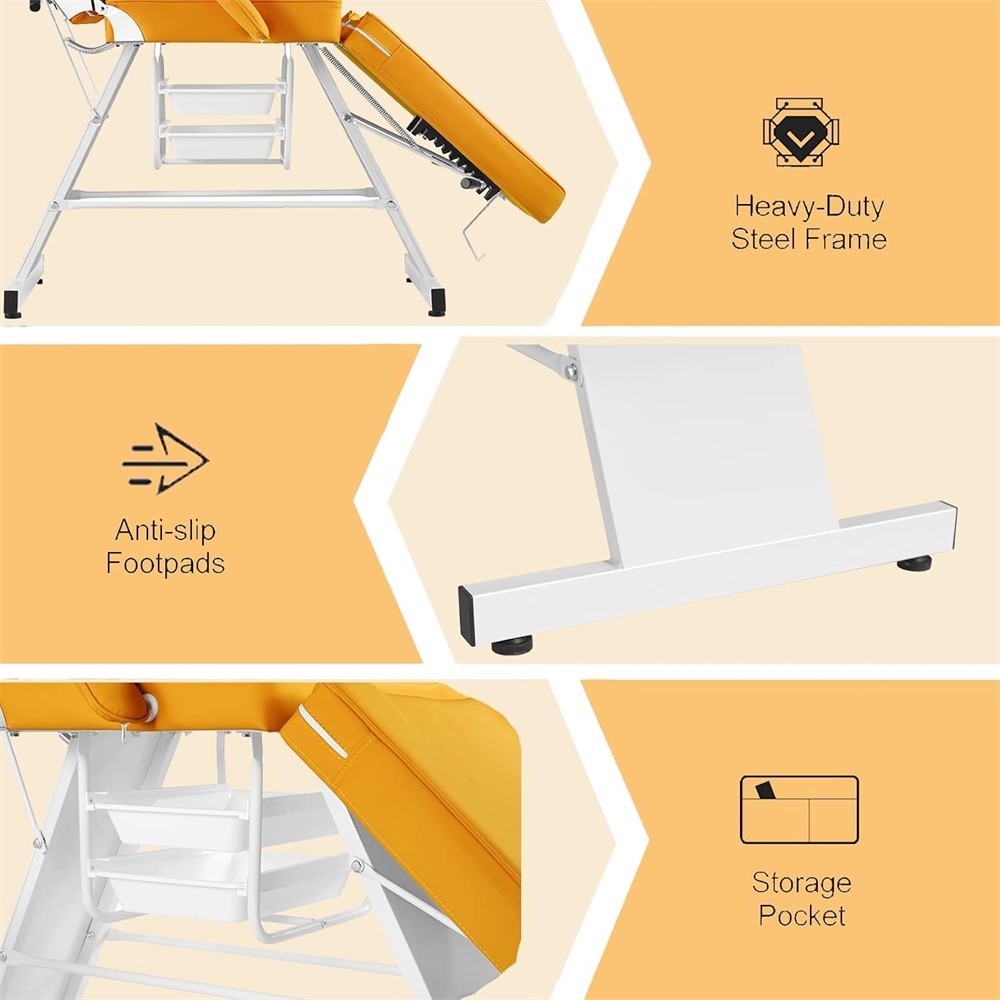 Orange Facial Chair Esthetician Chair Massage Bed Tattoo Table Spa Studio Home